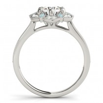 Aquamarine & Diamond Floral Engagement Ring 18K White Gold (0.23ct)