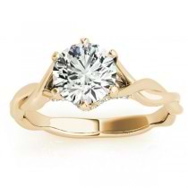 Diamond 6-Prong Twisted Engagement Ring Setting 14k Yellow Gold (.11ct)