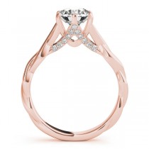 Diamond 6-Prong Twisted Engagement Ring Setting 18k Rose Gold (.11ct)