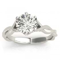 Diamond 6-Prong Twisted Engagement Ring Setting 18k White Gold (.11ct)