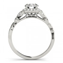 Diamond Antique Style Engagement Ring 14k White Gold (0.89ct)