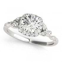 Diamond Antique Style Engagement Ring 18k White Gold (0.89ct)