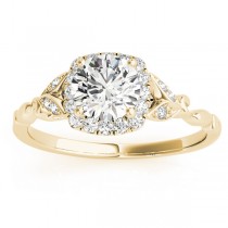 Butterfly Halo Diamond Engagement Ring 14k Yellow Gold (0.14ct)