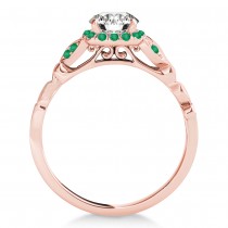 Emerald Butterfly Halo Engagement Ring 14k Rose Gold (0.14ct)