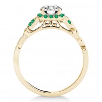 Emerald Butterfly Halo Engagement Ring 18k Yellow Gold (0.14ct)