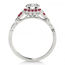 Ruby Butterfly Halo Engagement Ring 14k White Gold (0.14ct)