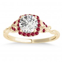 Ruby Butterfly Halo Engagement Ring 14k Yellow Gold (0.14ct)