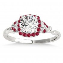 Ruby Butterfly Halo Engagement Ring 18k White Gold (0.14ct)