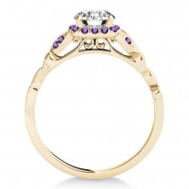 Amethyst Butterfly Halo Bridal Set 14k Yellow Gold (0.14ct)