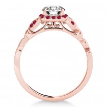 Ruby Accented Butterfly Halo Bridal Set 14k Rose Gold (0.14ct)