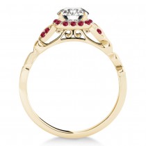 Ruby Accented Butterfly Halo Bridal Set 14k Yellow Gold (0.14ct)
