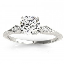 Diamond Accented Sidestone Engagement Ring Setting 14k White Gold (0.26ct)