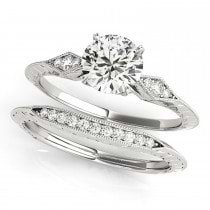 Diamond Accented Sidestone Engagement Ring Setting 14k White Gold (0.26ct)