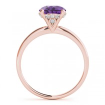 Amethyst & Diamond Solitaire Engagement Ring 14k Rose Gold (1.07ct)