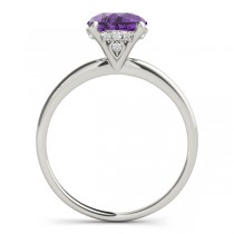 Amethyst & Diamond Solitaire Engagement Ring 14k White Gold (1.07ct)