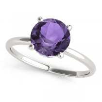 Amethyst & Diamond Solitaire Engagement Ring Platinum (1.07ct)