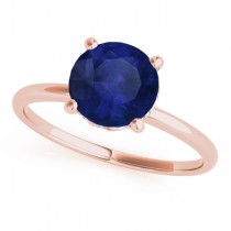 Blue Sapphire & Diamond Solitaire Engagement Ring 14k Rose Gold (1.07ct)