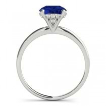 Blue Sapphire & Diamond Solitaire Engagement Ring 14k White Gold (1.07ct)