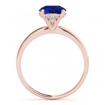 Blue Sapphire & Diamond Solitaire Engagement Ring 18k Rose Gold (1.07ct)