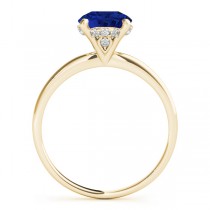 Blue Sapphire & Diamond Solitaire Engagement Ring 18k Yellow Gold (1.07ct)