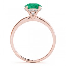 Emerald & Diamond Solitaire Engagement Ring 14k Rose Gold (1.07ct)