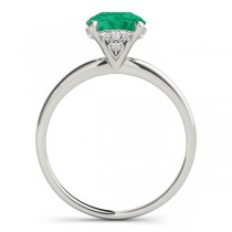 Emerald & Diamond Solitaire Engagement Ring 14k White Gold (1.07ct)