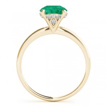 Emerald & Diamond Solitaire Engagement Ring 14k Yellow Gold (1.07ct)