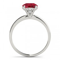 Ruby & Diamond Solitaire Engagement Ring 14k White Gold (1.07ct)