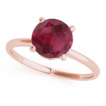 Ruby & Diamond Solitaire Bridal Set 14k Rose Gold (1.20ct)