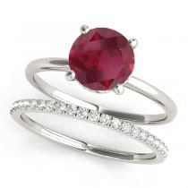 Ruby & Diamond Solitaire Bridal Set Platinum (1.20ct)