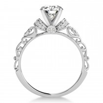 Diamond Antique Style Engagement Ring 18k White Gold (0.87ct)