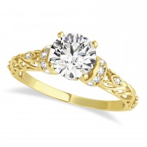 Lab Grown Diamond Antique Style Engagement Ring Setting 14k Yellow Gold (0.12ct)