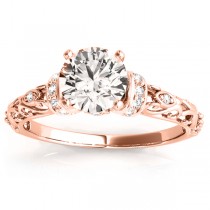 Lab Grown Diamond Antique Style Engagement Ring Setting 18k Rose Gold (0.12ct)