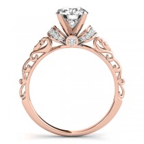 Lab Grown Diamond Antique Style Engagement Ring Setting 18k Rose Gold (0.12ct)