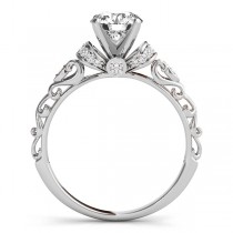 Lab Grown Diamond Antique Style Engagement Ring Setting 18k White Gold (0.12ct)