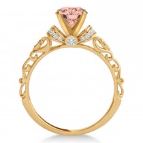 Morganite & Diamond Antique Style Engagement Ring 14k Rose Gold (0.87ct)