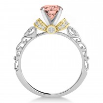 Morganite & Diamond Antique Style Engagement Ring 14k Two-Tone Gold (1.62ct)