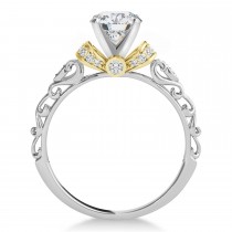 Moissanite & Diamond Antique Style Engagement Ring 18k Two-Tone Gold (0.87ct)