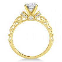 Moissanite & Diamond Antique Engagement Ring 18k Yellow Gold (1.12ct)