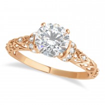 Moissanite & Diamond Antique Style Engagement Ring 14k Rose Gold (1.62ct)