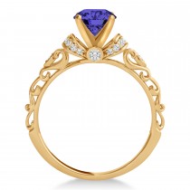 Tanzanite & Diamond Antique Style Engagement Ring 14k Rose Gold (1.12ct)