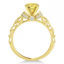 Yellow Diamond & Diamond Antique Engagement Ring 14k Yellow Gold .87ct