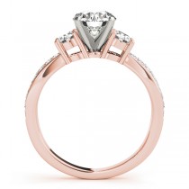 Diamond Three Stone Split Shank Engagement Ring 14k Rose Gold 0.68ct