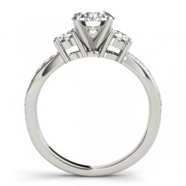 Diamond Three Stone Split Shank Engagement Ring 14k White Gold 0.68ct