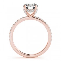 Diamond Solitaire Hidden Halo Engagement Ring w Accents 14k Rose Gold 1.26ct