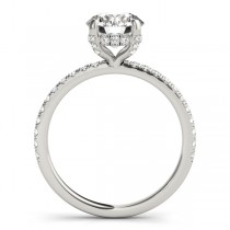Diamond Solitaire Hidden Halo Engagement Ring w Accents 14k White Gold 1.26ct