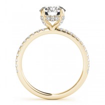 Diamond Solitaire Hidden Halo Engagement Ring w Accents 14k Yellow Gold 1.26ct