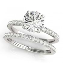 Diamond Accented Solitaire Hidden Halo Bridal Set 18k White Gold (1.45ct)