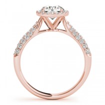 Tripple Row Diamond Halo Engagement Ring 14k Rose Gold (1.08ct)