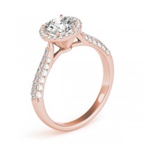 Tripple Row Diamond Halo Engagement Ring 18k Rose Gold (1.08ct)